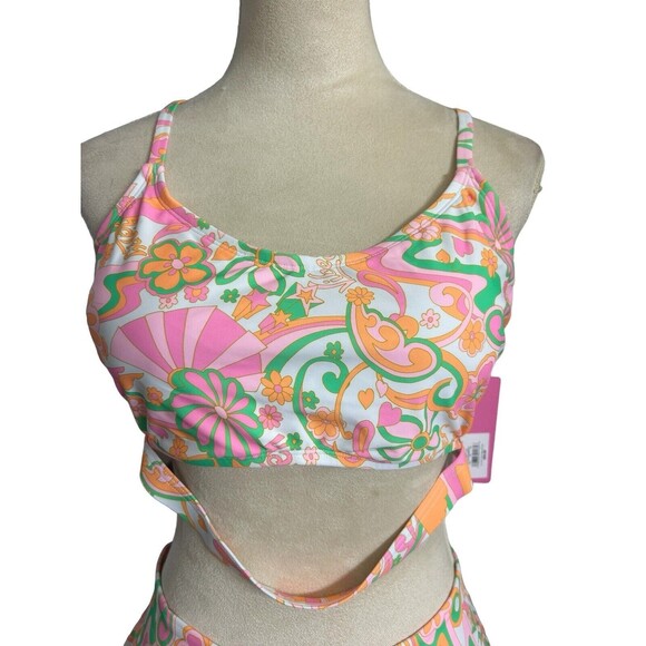 Ninety-Nine Swimsuit 690 Elect Vibe 2 pcs Floral Cut Out Bralette Plus 1X NWT - Picture 6 of 12